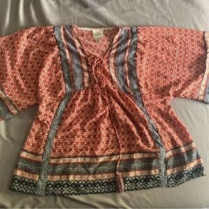 Bohemian Red and Black Women's Top